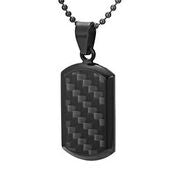 Men's Black Carbon Fibre Pendant Etched 'I Love You'