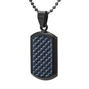 Mens Blue Carbon Fibre Pendant Etched 'I Love You'