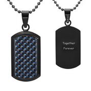 Men's Stainless Steel Black Carbon Fiber Pendant Necklace