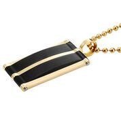 Mens Stainless Steel Black Carbon Fiber Pendant Necklace