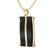 Mens Stainless Steel Black Carbon Fiber Pendant Necklace