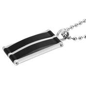 Mens Stainless Steel Black Carbon Fiber Pendant Necklace