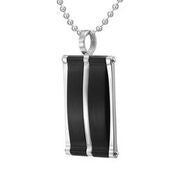 Mens Stainless Steel Black Carbon Fiber Pendant Necklace