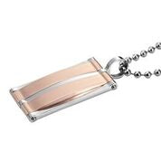 Mens Stainless Steel Black Carbon Fiber Pendant Necklace