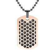 Mens Stainless Steel Black Carbon Fiber Pendant Necklace