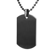 Mens Stainless Steel Black Carbon Fiber Pendant Necklace