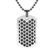 Mens Stainless Steel Black Carbon Fiber Pendant Necklace