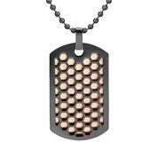 Mens Stainless Steel Black Carbon Fiber Pendant Necklace