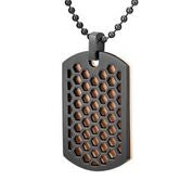 Mens Stainless Steel Black Carbon Fiber Pendant Necklace