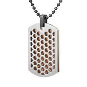 Mens Stainless Steel Black Carbon Fiber Pendant Necklace