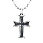 Mens Cross Black Carbon Fibre Pendant