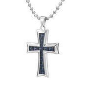 Mens Cross Black Carbon Fibre Pendant
