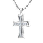Mens Stainless Steel Black Carbon Fiber Pendant Necklace