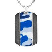 Mens Stainless Steel Black Carbon Fiber Pendant Necklace