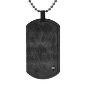 Mens Stainless Steel Black Carbon Fiber Pendant Necklace