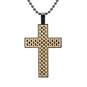 Mens Stainless Steel Black Carbon Fiber Pendant Necklace