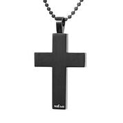 Mens Stainless Steel Black Carbon Fiber Pendant Necklace