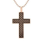 Mens Stainless Steel Black Carbon Fiber Pendant Necklace
