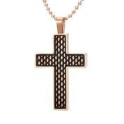 Mens Stainless Steel Black Carbon Fiber Pendant Necklace