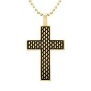 Mens Stainless Steel Black Carbon Fiber Pendant Necklace