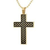Mens Stainless Steel Black Carbon Fiber Pendant Necklace