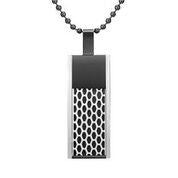 Mens Stainless Steel Black Carbon Fiber Pendant Necklace