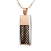 Mens Stainless Steel Black Carbon Fiber Pendant Necklace