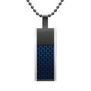 Mens Stainless Steel Black Carbon Fiber Pendant Necklace