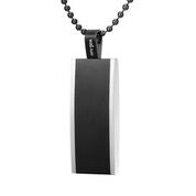 Mens Stainless Steel Black Carbon Fiber Pendant Necklace