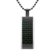 Mens Stainless Steel Black Carbon Fiber Pendant Necklace