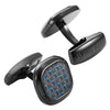 Willis Judd Men’s Black Stainless Steel with Blue Carbon FIber Cufflinks with Pouch