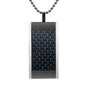 Mens Stainless Steel Black Carbon Fiber Pendant Necklace