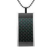 Mens Stainless Steel Black Carbon Fiber Pendant Necklace
