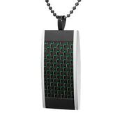 Mens Stainless Steel Black Carbon Fiber Pendant Necklace