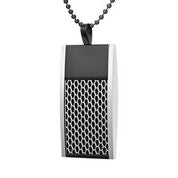 Mens Stainless Steel Black Carbon Fiber Pendant Necklace