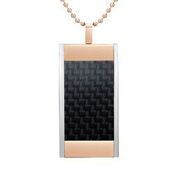Mens Stainless Steel Black Carbon Fiber Pendant Necklace