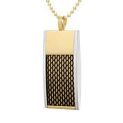 Mens Stainless Steel Black Carbon Fiber Pendant Necklace