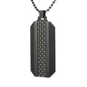 Mens Stainless Steel Black Carbon Fiber Pendant Necklace