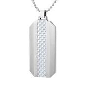 Mens Stainless Steel Black Carbon Fiber Pendant Necklace