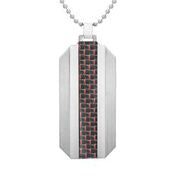 Mens Stainless Steel Black Carbon Fiber Pendant Necklace