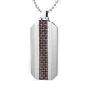 Mens Stainless Steel Black Carbon Fiber Pendant Necklace