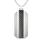 Mens Stainless Steel Black Carbon Fiber Pendant Necklace