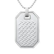 Mens Stainless Steel Black Carbon Fiber Pendant Necklace