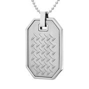 Mens Stainless Steel Black Carbon Fiber Pendant Necklace