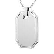 Mens Stainless Steel Black Carbon Fiber Pendant Necklace