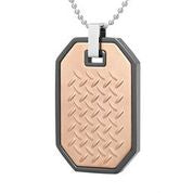 Mens Stainless Steel Black Carbon Fiber Pendant Necklace