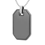 Mens Stainless Steel Black Carbon Fiber Pendant Necklace