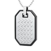 Mens Stainless Steel Black Carbon Fiber Pendant Necklace