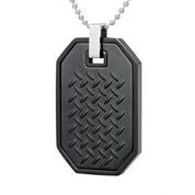 Mens Stainless Steel Black Carbon Fiber Pendant Necklace