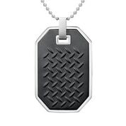 Mens Stainless Steel Black Carbon Fiber Pendant Necklace